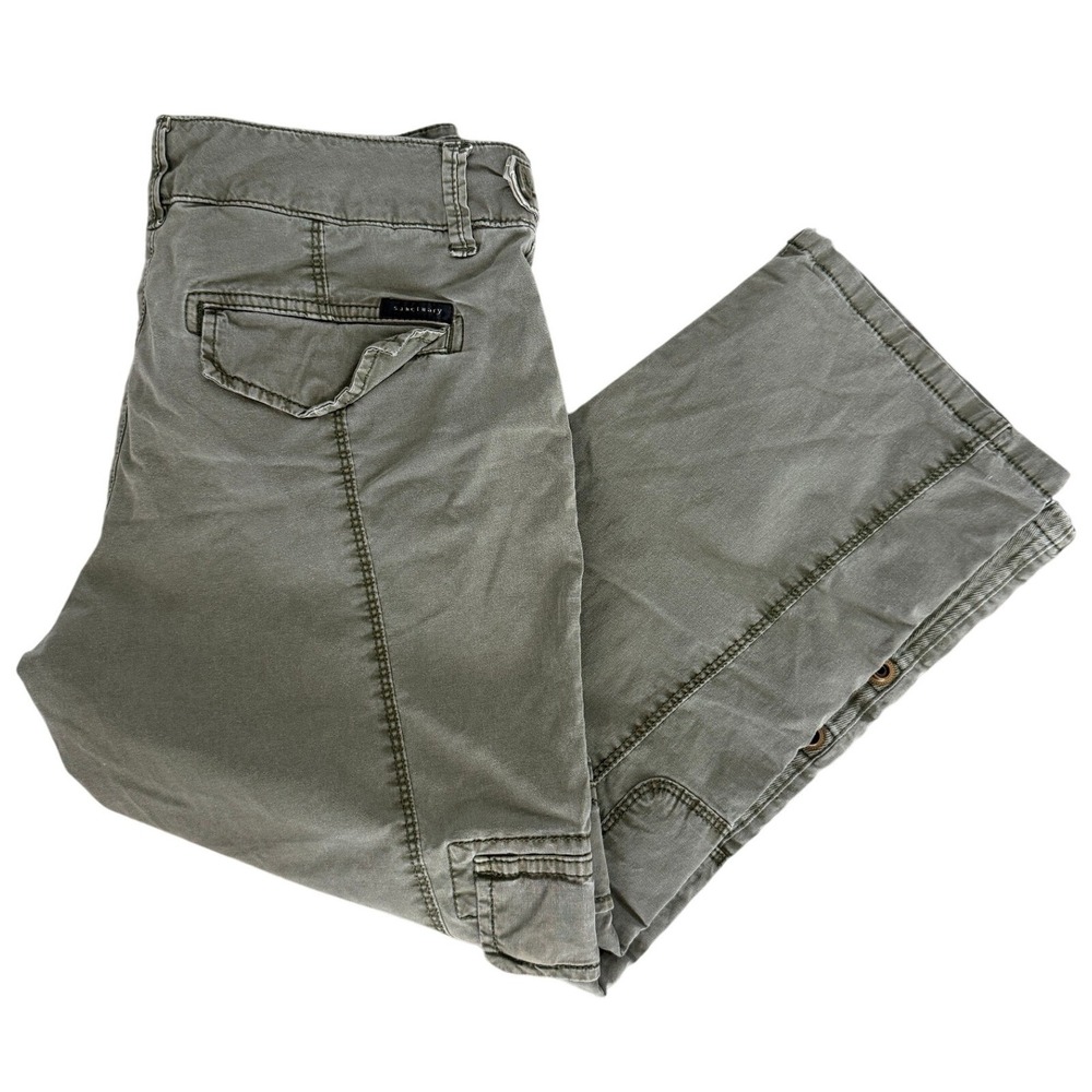 Sanctuary Peace Trooper‎ Cargo Pants Olive Green Cropped Grommet Hem Size 28